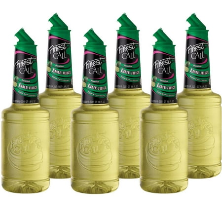 Finest Call Premium Lime Juice Drink Mix  1 Liter Bottle (33.8 Fl Oz)  Pack of 6