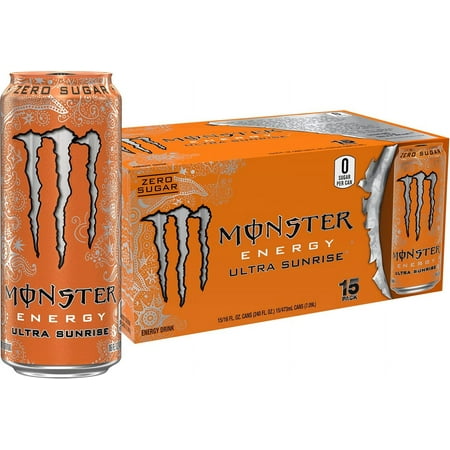 Monster Energy Ultra Sunrise  Sugar Free Energy Drink  16 Fl Oz (Pack of 15)