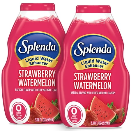 Splenda Liquid Water Enhancer Drops  Sugar Free  Zero Calorie  Natural Flavor  Concentrated Drink Mix  3.11 Fl Oz Each Bottle (Strawberry Watermelon  