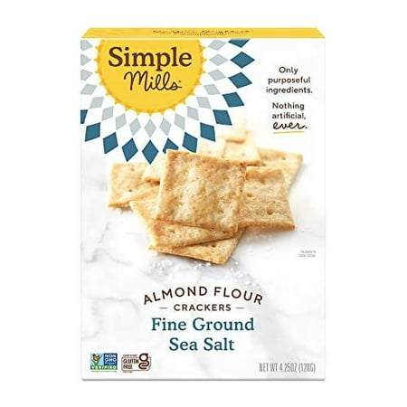 Simple Mills Almond Flour Crackers  Fine Ground Sea Salt - Gluten Free  Vegan  Healthy Snacks  4.25 Ounce (Pack of 1)