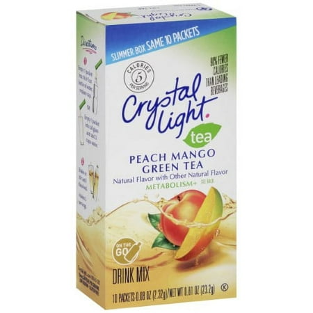 Crystal Light Peach Mango Green Tea Sugar Free Drink Mix Singles (Pack of 2)