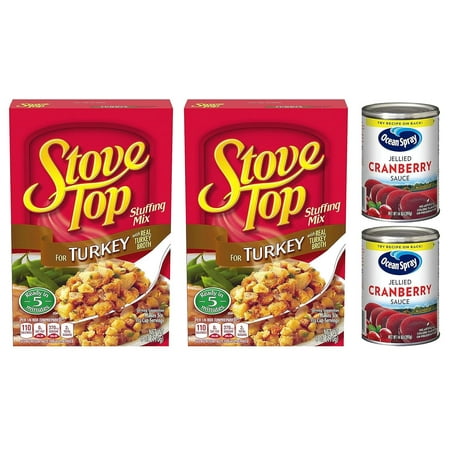 Stove Top Stuffing Mix for Turkey (6 Oz. Ea.  2 Pk.) & Ocean Spray Jellied Cranberry Sauce (14 Oz.  2 Pk.)