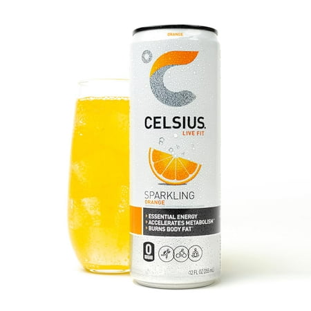 CELSIUS Sparkling Orange  Functional Essential Energy Drink 12 Fl Oz (Pack of 12)