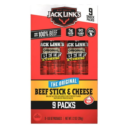 Jack Link S Original Beef Stick & Cheese  0.8 Oz  9 Count. Made with 100% Beef and Real Wisconsin Cheese