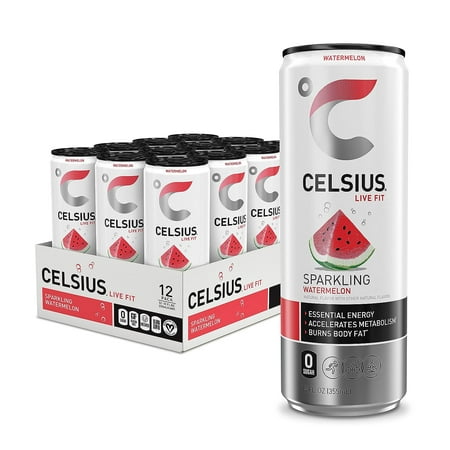 CELSIUS Sparkling Watermelon  Functional Essential Energy Drink 12 Fl Oz (Pack of 12)
