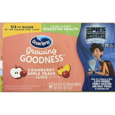 Ocean Spray Growing Goodness  Cranberry Apple Peach Kid S Juice Beverage  8 X 6.75 Ounce (Pack of 1)