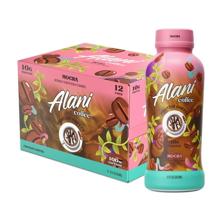 Alani Nu Protein Coffee  100Mg Caffeine  10G Protein  Naturally Flavored  Mocha  Only 90 Calories per 12 Fl Oz Bottle (Pack of 12)