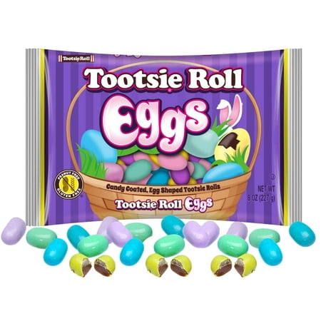 Candy Coated  Tootsie Roll Egg Shaped Candies  Perfect Easter Treats for Baskets or Hunts  8 Oz Bag