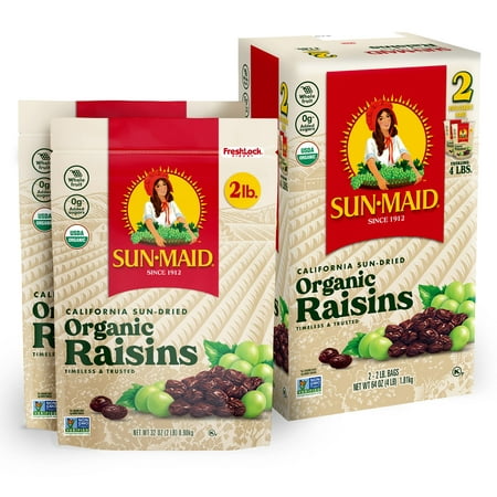 Sun-Maid | Organic Califorina Raisins | 32 Ounce Resealable Bag (Pack of 2) - 64 Total Ounces