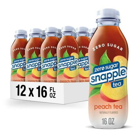 Snapple Zero Sugar Peach Tea  16 Fl Oz Recycled Plastic Bottle  Pack of 12