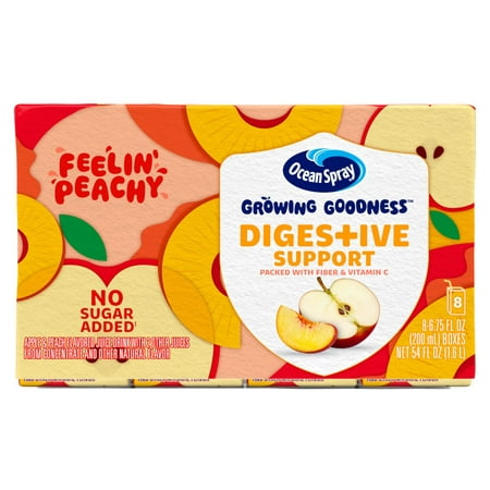 Ocean Spray Growing Goodness Kids Juice Beverage  Cranberry Apple Peach  6.75 Ounce (4 X 8-Pack)