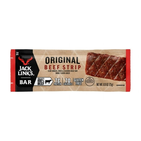 Jack Link’S Beef Strips  Original  1 Count – Great Protein Bar  Meat Bar with 8G of Protein and 70 Calories  Gluten Free  No Added Msg or Nitrates