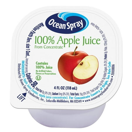 Ocean Spray 100% Apple Juice Cups  4 Ounce (Pack of 48)
