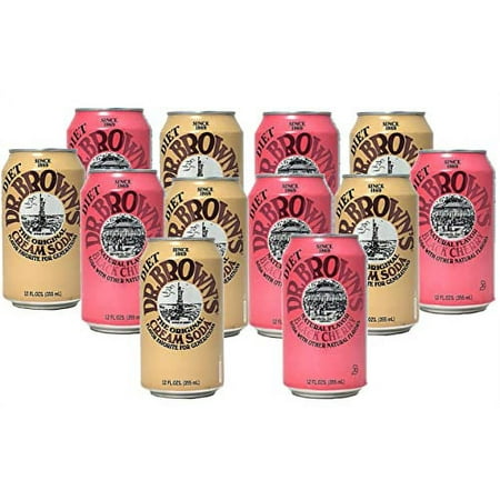Browns 12 Pack (6) Diet Cream and (6) Diet Black Cherry 12 Fl Oz Cans