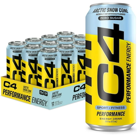 Cellucor C4 Carbonated Zero Sugar Energy Pre Workout Drink + Beta Alanine  (NEW) Sparkling Arctic Snow Cone  16 Fl Oz  Pack of 12