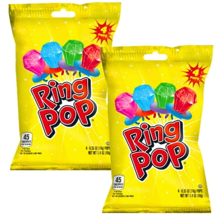 Ring Pops 4Cts per Bag Party Lollipop Individually Wrapped Fun Halloween Candy Bowls Party Favor Sweets Decor Trick or Treat Candies Basket Bag Filler