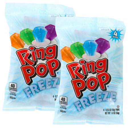 Ring Pops Freeze 4Cts per Bag Party Lollipop Individually Wrapped Fun Halloween Candy Bowl Party Favor Sweet Decor Trick or Treat Basket Bag Filler St