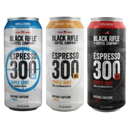 Black Rifle Coffee 300 RTD Ready to Drink Variety Pack  Gluten Free  300Mg Caffeine - 6 Cans