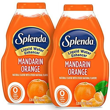 SPLENDA Liquid Water Enhancer Drops  Sugar Free  Zero Calorie  Natural Flavor  Concentrated Drink Mix  3.11 Fl Oz Each Bottle (Mandarin Orange  2 Pack