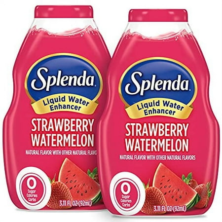 SPLENDA Liquid Water Enhancer Drops  Sugar Free  Zero Calorie  Natural Flavor  Concentrated Drink Mix  3.11 Fl Oz Each Bottle (Strawberry Watermelon  