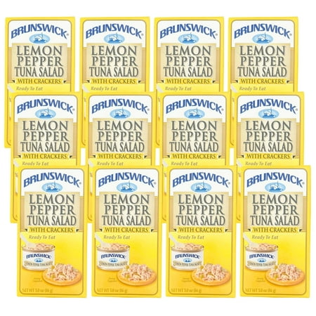 Lemon Pepper Tuna Salad with Crackers 3.0 Oz Plastic Spreader Spoon Included Ready to Eat Preservatives Convenient Healthy Canned Food Snacks Kit for 