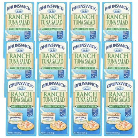 Ranch Tuna Salad with Crackers 3.0 Oz Plastic Spreader Spoon Included Ready to Eat on the Go Preservatives Convenient Healthy Canned Food Snack Kit fo
