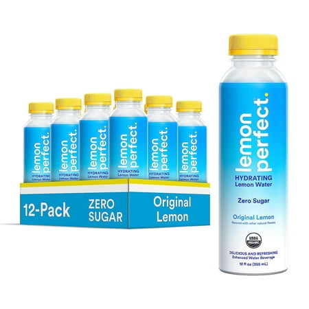 Hydrating Organic Lemon Water Zero Sugar Flavored Water Squeezed from Real Fruit Keto Certified Plastic Neutral No Artificial Ingredients Original Lem