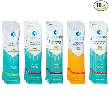 Liquid I.V. Hydration Multiplier Assorted Variety Pack - Electrolyte Drink Mix  Easy Open Single-Serving Powder Packets (15 Sticks)