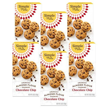 Simple Mills Almond Flour Crunchy Cookies  Chocolate Chip - Gluten Free  Vegan  Healthy Snacks  Made with Organic Coconut Oil  5.5 Ounce (Pack of 6)