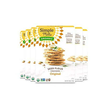 Simple Mills Organic Seed Crackers  Original - Gluten Free  Vegan  Healthy Snacks  Paleo Friendly  4.25 Ounce (Pack of 6)
