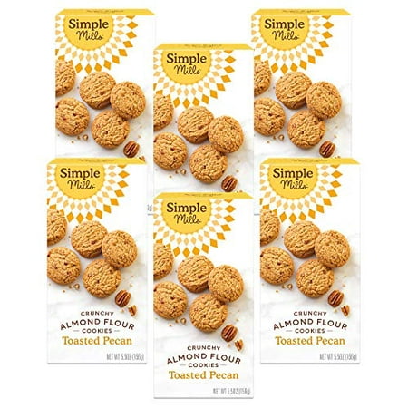 Simple Mills Almond Flour Crunchy Cookies  Toasted Pecan - Gluten Free  Vegan  Healthy Snacks  Made with Organic Coconut Oil  5.5 Ounce (Pack of 6)