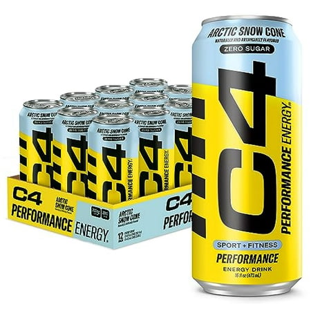 Cellucor C4 Carbonated Zero Sugar Energy Pre Workout Drink + Beta Alanine  (NEW) Sparkling Arctic Snow Cone  16 Fl Oz  Pack of 12