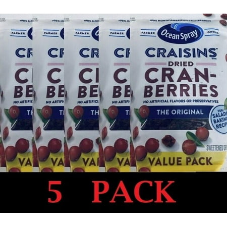 5x Ocean Spray the ORIGINAL Craisins Dried Cranberries 20 Oz VALUE PACK - 5 PACK