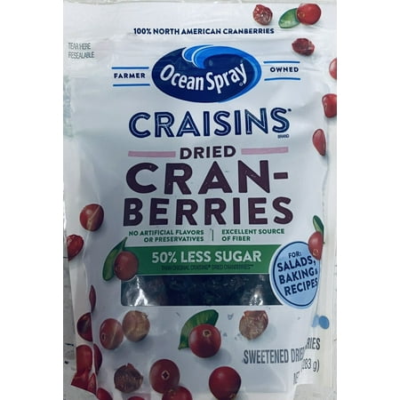 Ocean Spray ORIGINAL Craisins Dried Cranberries 50% LESS SUGAR 10 Oz Bag