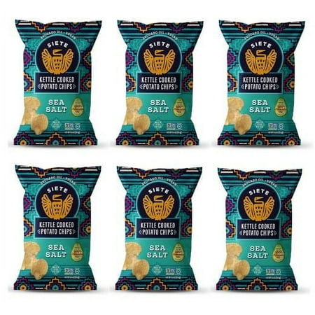 Siete Kettle Cooked Potato Chips Sea Salt  5.5 Oz. Pack of 6