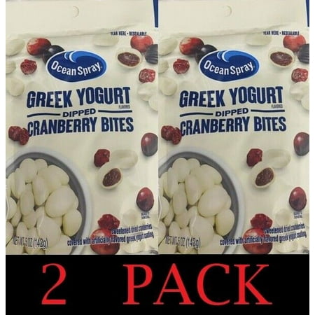 2x Ocean Spray GREEK YOGURT Flavored DIPPED CRANBERRY BITES 5 Oz Bag - 2 PACK