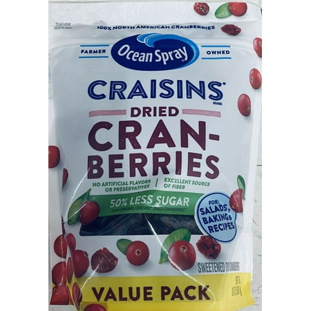 Ocean Spray ORIGINAL Craisins Dried Cranberries 50% LESS SUGAR 20 Oz VALUE PACK