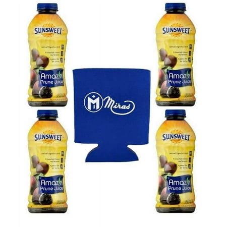 Of 4) Sunsweet Amazin Prune Juice 32 Fl Oz ( Foam Can Cooler Included!)