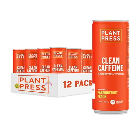 Peach Organic Clean Caffeine Energy Drink & Coffee Alternative Full Range of Vitamins  Electrolytes  No Sugar Alcohols  No Preservatives 12 Fl Oz (Pac