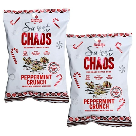 Peppermint Crunch Popcorn Handmade Kettle Corn Drizzled Sweet White Dark Icing Cane Sugar Sea Salt for Party Favors on the Go Treats Snacks Gifts for 