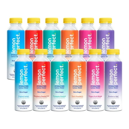 Hydrating Organic Lemon Zero Sugar Flavored Water Squeezed from Real Fruit Keto Friendly Plastic Neutral No Artificial Ingredients 6-Flavor Variety Pa