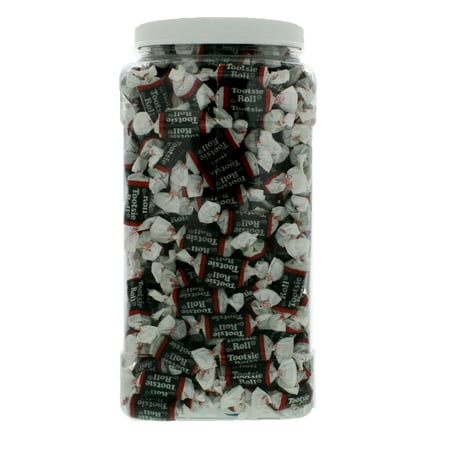 Tootsie Roll Midgies (Medium) Size 4.5LB - Original Individually Wrapped Tootsie Rolls in 128 FL OZ Gift Ready Reusable Square Jar