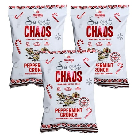 Peppermint Crunch Popcorn Handmade Kettle Corn Drizzled Sweet White Dark Icing Cane Sugar Sea Salt for Party Favors on the Go Treats Snacks Gifts for 