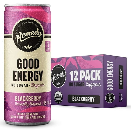 Drink - Sugar Free  USDA Organic  Low Carb Low Calorie - Clean with Natural Caffeine Antioxidants - Sparkling Blackberry - 8.5 Fl Oz Can  12-Pack