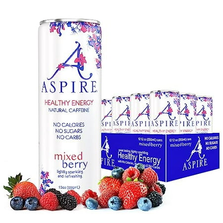 Aspire Healthy Energy Drink with Natural Caffeine - No Calories  Sugar and Carbs | Vitamins B  C  & Biotin | No Preservatives  Gluten Free | Suitable 