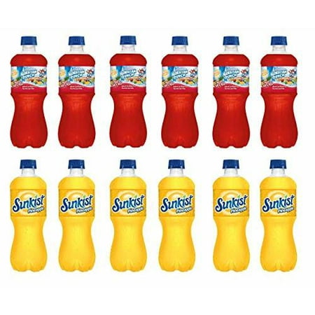 Soft Drinks Pack   20 Oz   Pack of 12 HAWAIIAN PUNCH FRUIT JUICY RED JUICE DRINK   SUNKIST PINEAPPLE