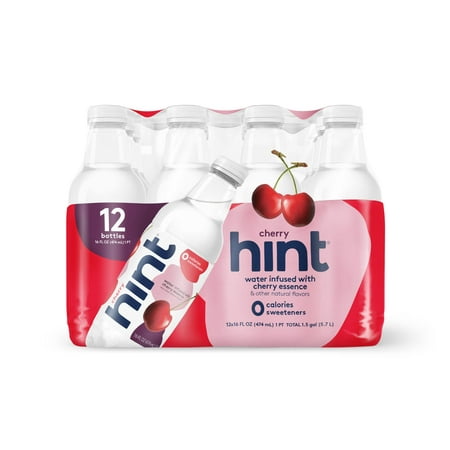 Hint Water Cherry  Pure Water Infused with Cherry  Zero Sugar  Zero Calories  Zero Sweeteners  Zero Preservatives  Zero Artificial Flavors  16 Fl Oz (