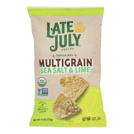 Late July - Tortilla Chips Multigrain Sea Salt Lime  Case of 12  7.5 Oz