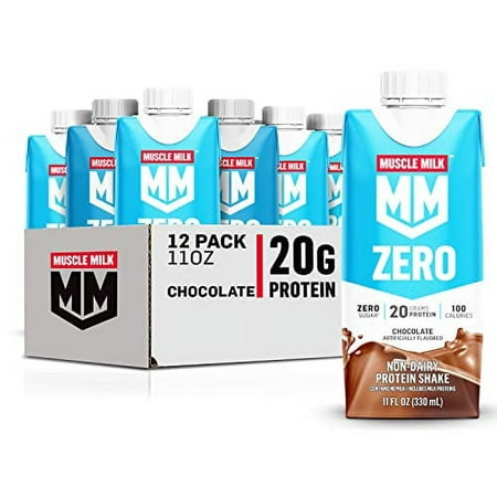 Muscle Milk Zero Protein Shake  Chocolate  11 Fl Oz Carton  12 Pack  20g Protein  Zero Sugar  100 Calories  Calcium  Vitamins a  C & D  4g Fiber  Ener