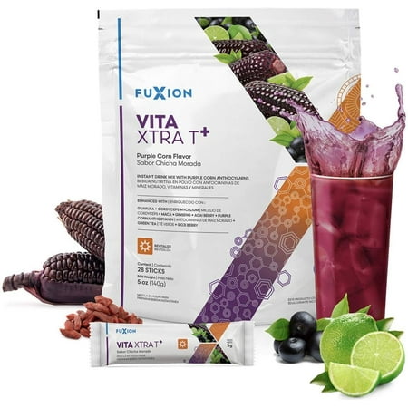 Natural & Fruits Blended in New & Improved Zeal by Vita Xtra T Without Wild Berry - Clean Energy Drink  Natural Occured Caffeine - 1 Pouch of 28 Indiv